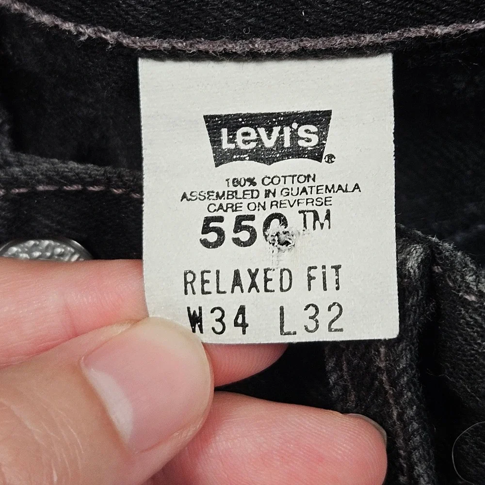 Vintage Levi's 550 Jeans Mens 34x32 (Actual 32x27) Black Denim Relaxed Baggy 90s